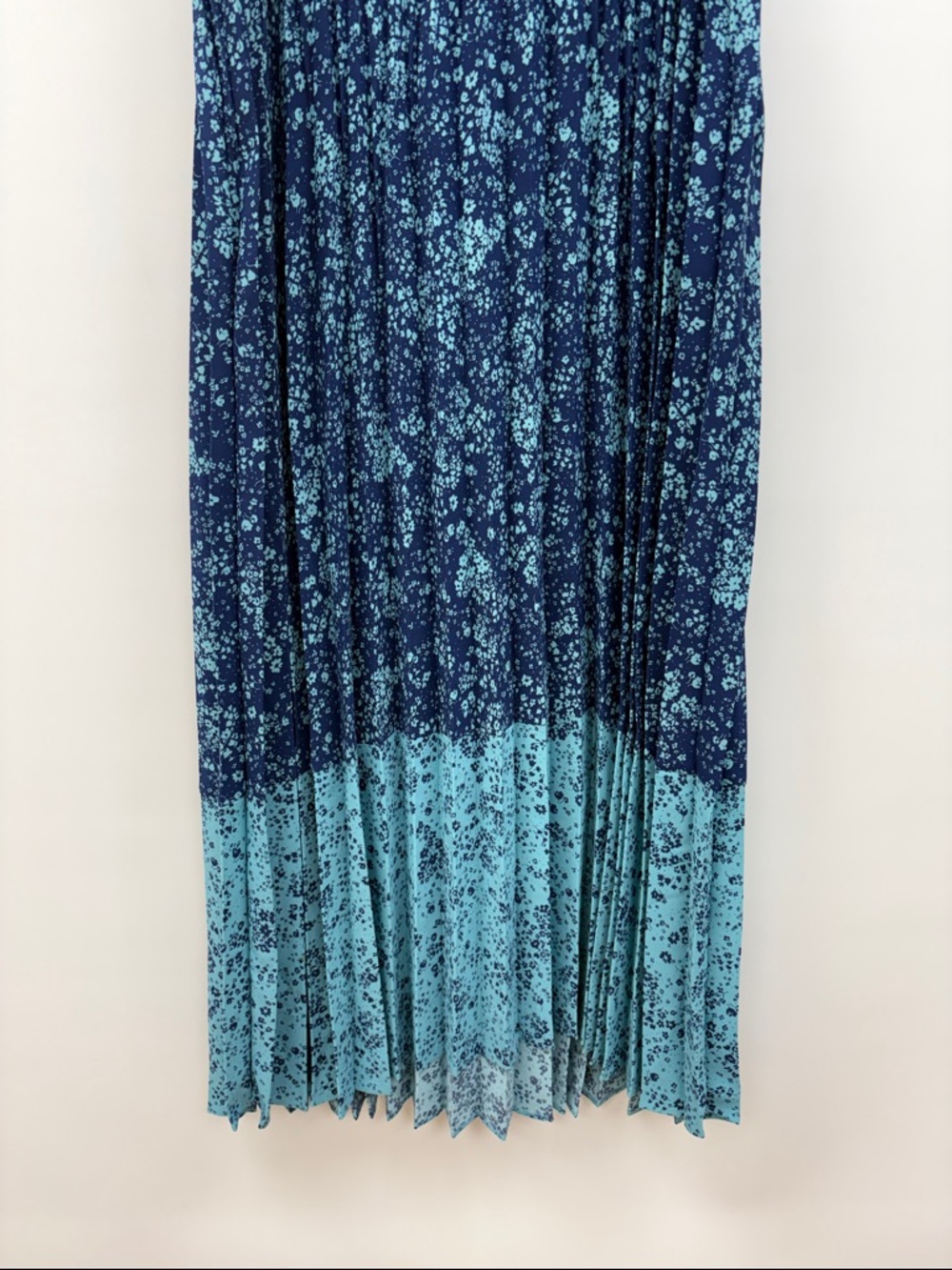 J. Jill Ditsy Floral Accordion Pleated Sleeveless A-Line Midi Dress Blue XL - Picture 4 of 8